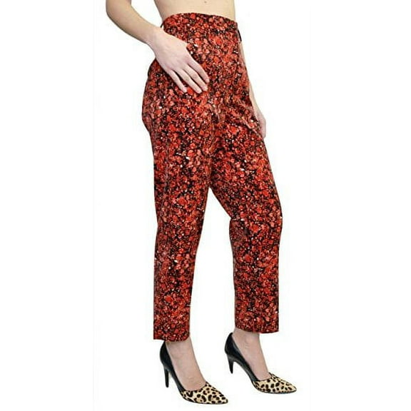 M Missoni Italy Casual Crepe High Waist Ankle Pants Trousers, Red/Multi, 40/4
