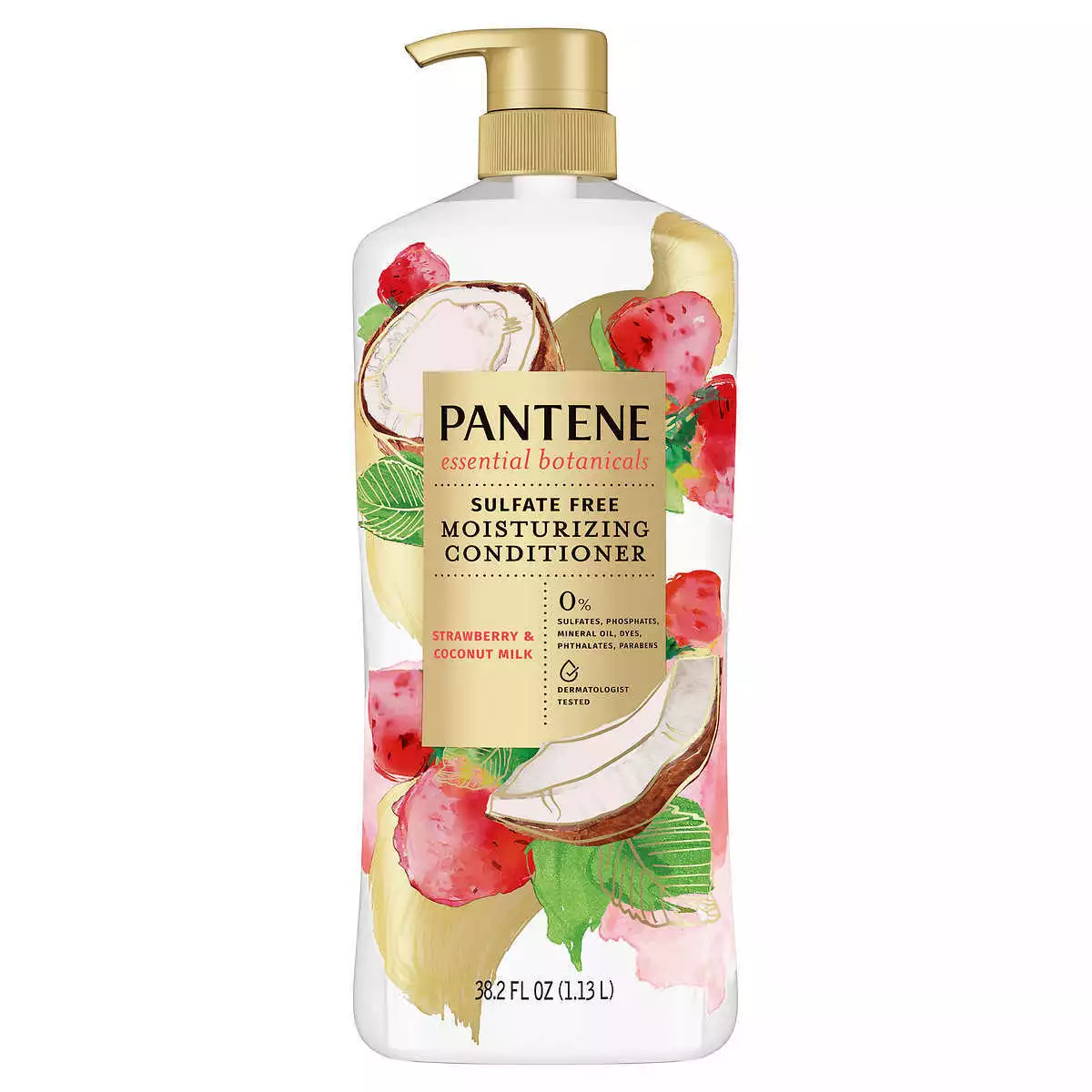 Pantene Essential Botanicals Strawberry Coconut Milk Shampoo & Conditioner Set, 38.2FL Each