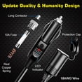 thumbnail image 3 of UCINNOVATE 18AWG 19.6ft/6m Cigarette Lighter Extension Cord, Pure Copper Core Wire, 10A Fused Auto DC Power Plug Cable 12V/24V, Car Charger with Socket for Max 120W Vacuum Cleaner Outdoor Camping, 3 of 6