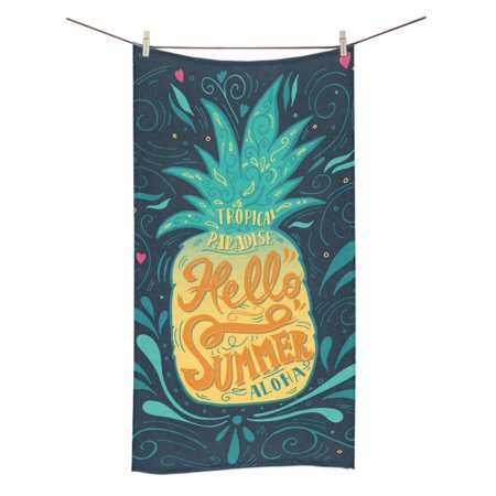 MYPOP Hello Summer with a Pineapple Shower Towel Bathroom Bath Towel 30x56 inches