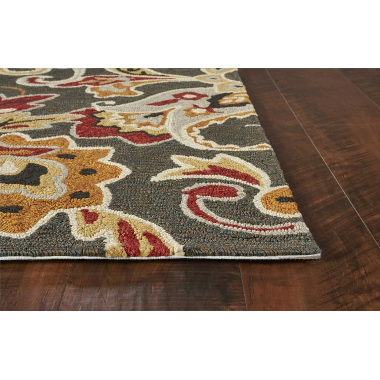 5'X8' Taupe Hand Hooked Uv Treated Floral Indoor Outdoor Area Rug 5'X8' Taupe Hand Hooked Uv Treated Floral Indoor Outdoor Area Rug