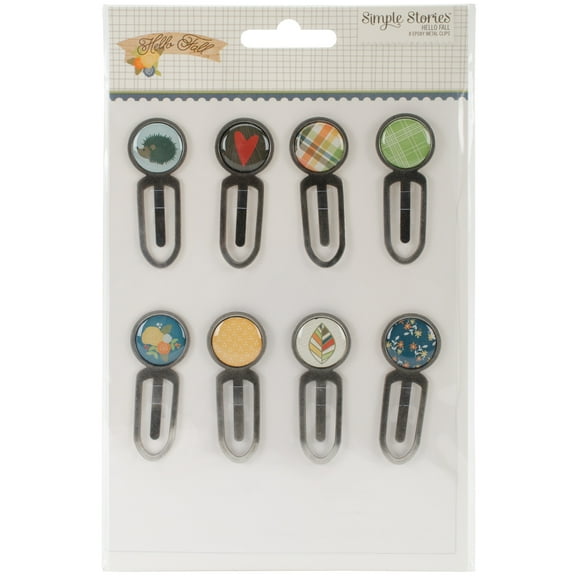 Hello Fall Epoxy Top Metal Clips 8/Pk-