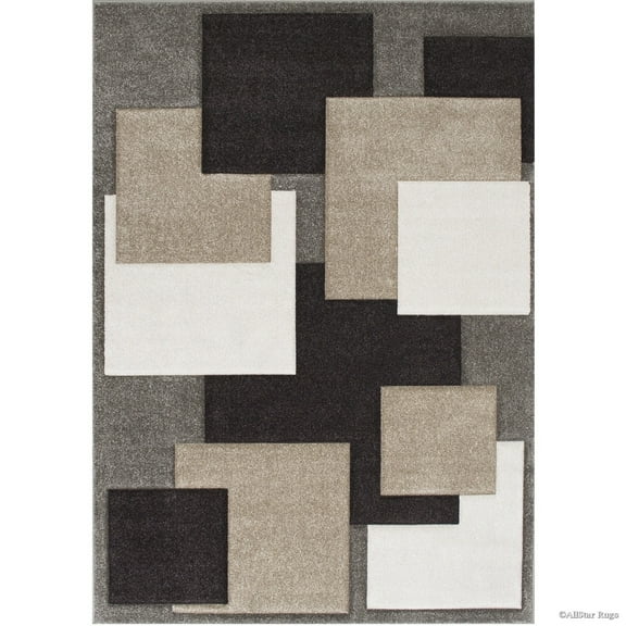 Allstar Rugs Allstar Woven Abstract Block and Square Design Rug Sage 5' 2"x7' 1" 5' x 8'