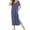 Blue, variant on Lolmot Long Nightgowns for Women Ultra-Soft Short Sleeve Nightshirt Outer Wearing Sleepwear with Pocket