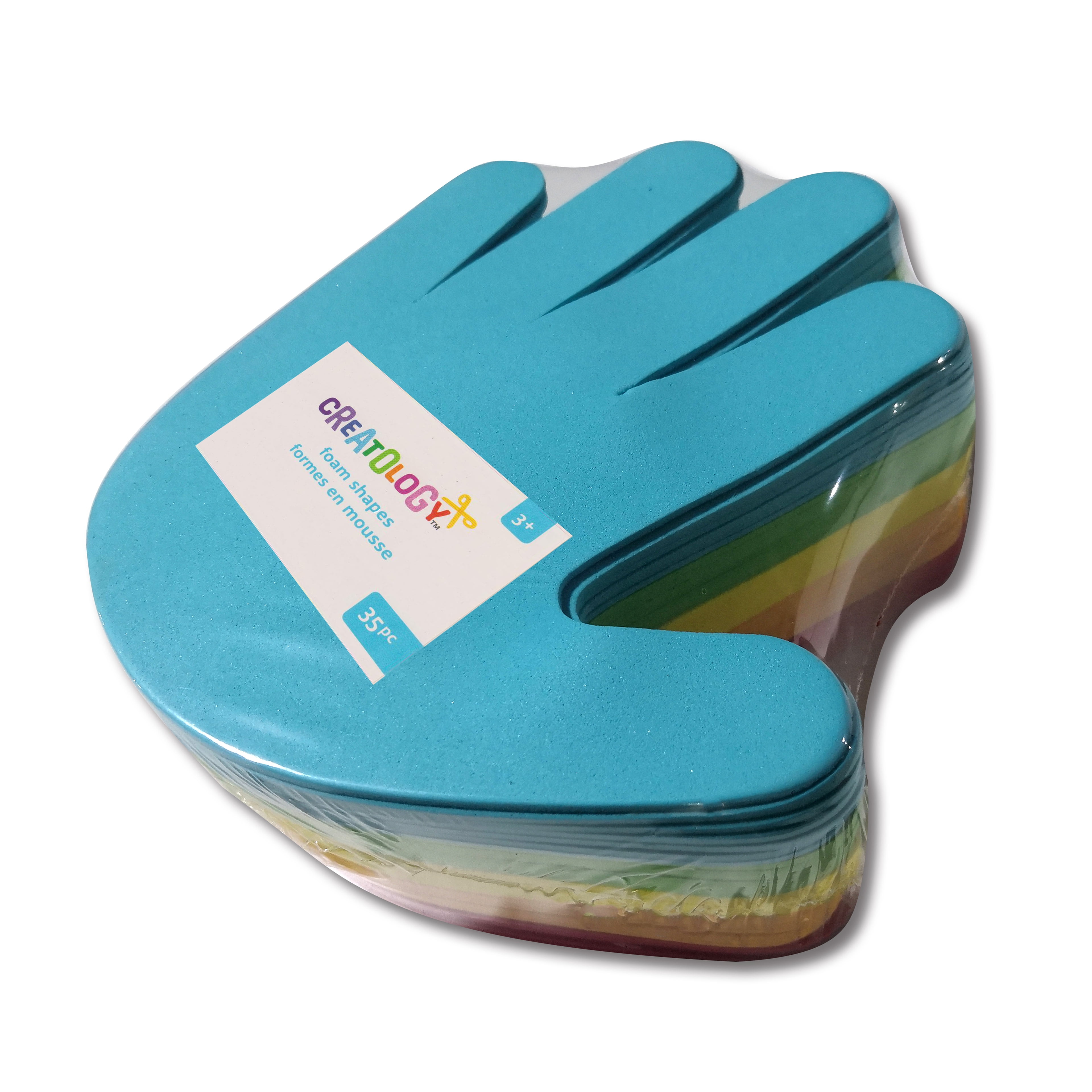 Creatology 6.5" Primary Hand Foam Shapes - Assorted Color Foam Hands for Crafts, Nametags & Classroom Decor, 12 Pack