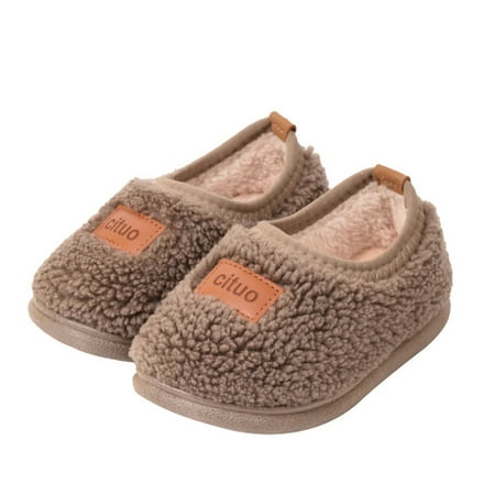 

HMOONORY Childrens Girl Cotton Shoes Solid Color Fashion Soft Sole Winter Warm Indoor Non Cotton