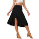thumbnail image 4 of Faldas asimétricas con volantes Inspire Chic para mujer, falda midi sólida de cintura alta elástica negra XL, 4 of 6