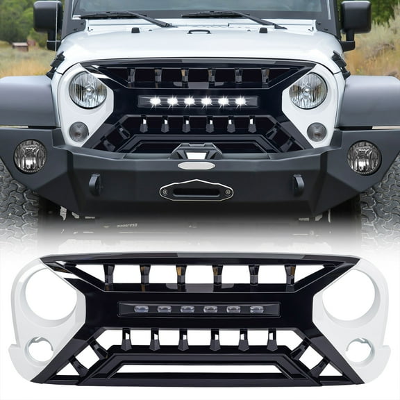 AMERICAN MODIFIED Armor Grille w/Off-Road Lights, 07-18 Jeep Wrangler JK