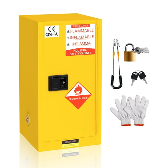 Yellow Explosion Proof Cabinet, 18x23x35 Inch, Leak Containment Design, Hazardous Material Storage, Chemical Safety Cabinet, for Paint, Adhesive, Garage