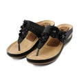 thumbnail image 3 of CAICJ98 Womens Shoes Womens Flat Sandals Beaded Bohemian Elastic Back Strap Rhinestone Summer Slip On Sandals,Black, 3 of 4