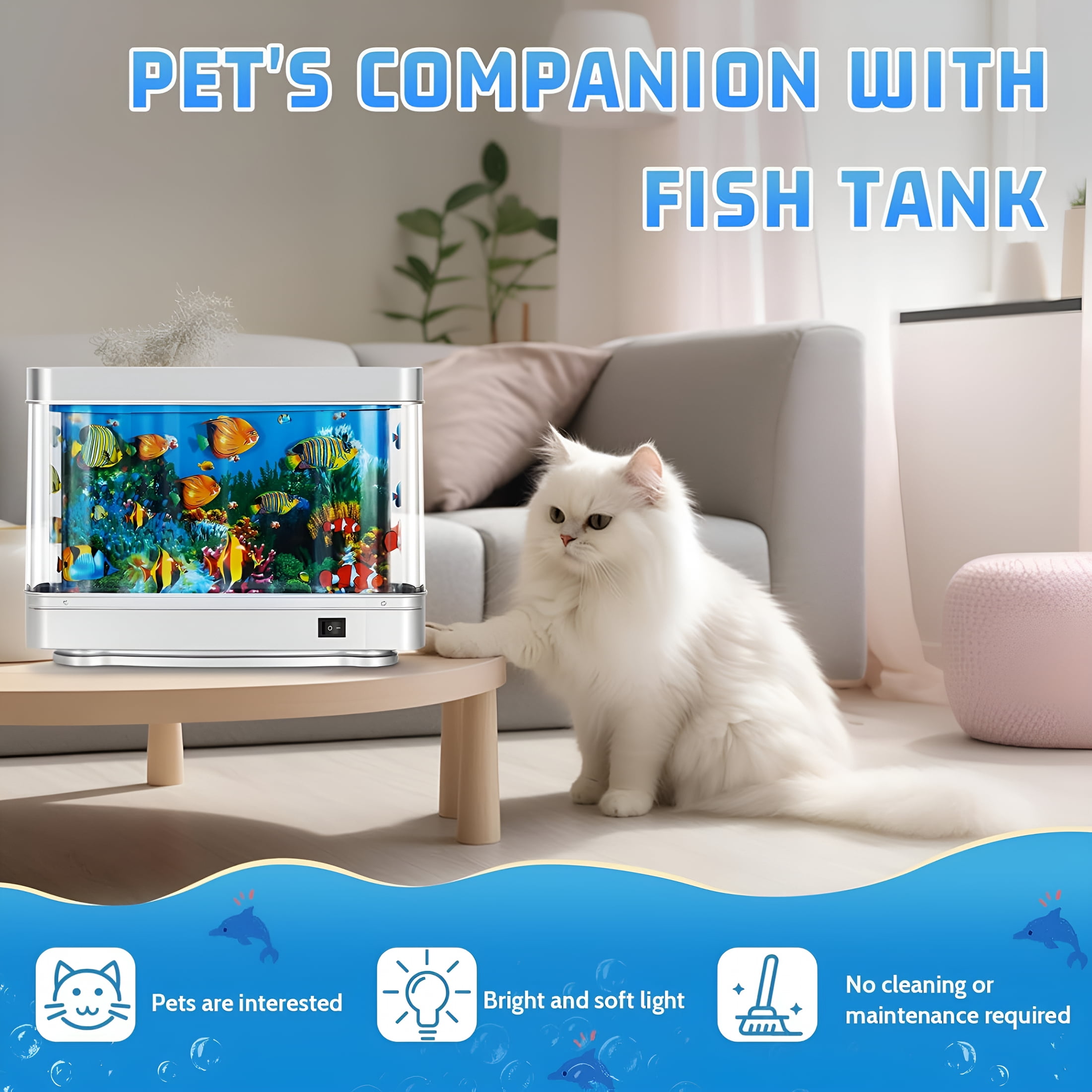 HIBIBUD Fake Fish Tank, Artificial Aquarium Decorations, Fake Aquarium Decor, Virtual Ocean Moving Fish lamp for Bedroom Office Décor