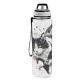 thumbnail image 2 of Black and White Cat Run Sports Water Bottle Portable Travel Mug 32oz BPA Free Leak Proof Straw Transparent Tritan for Gym Yoga Cycling Camping, 2 of 7