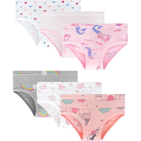Toddler Underwear Girls Panties Kids Briefs Comfortable Cotton Soft Cute Pattern 6 Pack for 2-8 Years