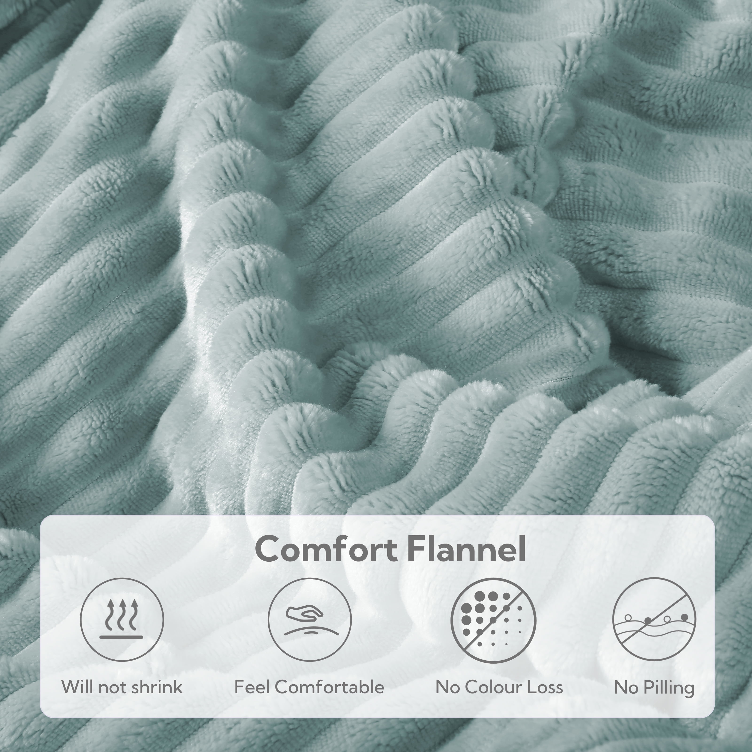SUNNY HEAT Heated Electric Blanket Ribbed Flannel 72"x84" Full Size - 10 Heating Settings & 2/4/6/8/10/12 Hours Auto off, Thick and Warm Washable - Mint Green
