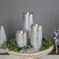 thumbnail image 4 of Northlight Set of 3 Silver LED Flickering Christmas Flameless Pillar Candles 8", 4 of 5
