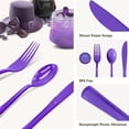 thumbnail image 6 of 150 Pcs Purple Plastic Silverware Heavy Duty Purple Plastic Cutlery Sets Includes 50 Forks, 50 Spoons, 50 Knives Disposable for Birthday, Graduation Party, Dinner, 6 of 7