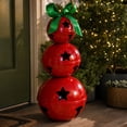 thumbnail image 2 of FeiBiQiuBi 23.6" Stacked Metal Jingle Bells Christmas Decoration, 3 Tier Large Star Cutout Red Metal Bell Topiary with Green Bow, Indoor Outdoor Farmhouse Holiday Display Ornament, 2 of 7