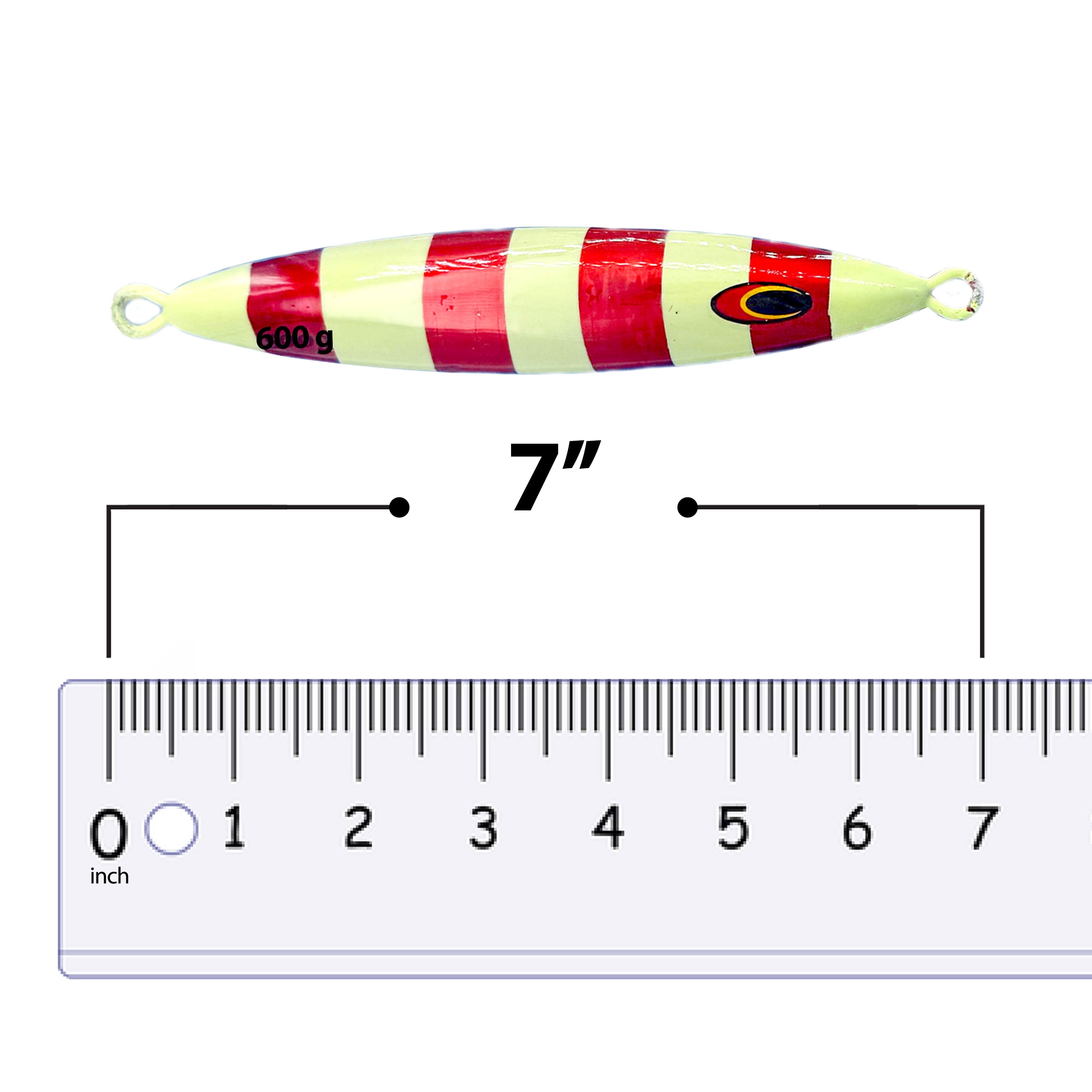7" Tuna Jig 600g,3 Pcs Rainbow Zebra Glow Fishing Lures, Ideal for Tuna & Saltwater Fishing