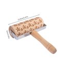 thumbnail image 4 of Rodillo de amasar con estampado de alce y copos de nieve, herramienta de madera para hornear de mano., 4 of 4