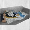thumbnail image 6 of Alice in Wonderland Soft Flannel Fleece Throw Blanket, Rabbit Pocket Watch Design Alice Fantasy World, Cozy Plush for Indoor and Outdoor Use, 50" x 70", Blue White Earth Yellow, by Ambesonne, 6 of 6