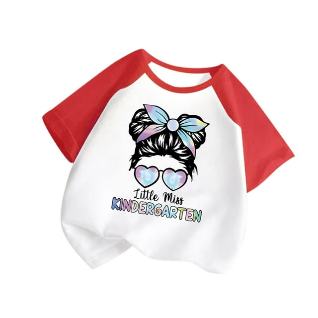 Toimothcn T-Shirts Filles Enfant Mignon Col Rond Manches Courtes Imprimé Dessin Animé Doux Confortable Tee Loisirs Vêtements d'Été Fille 2-3 Ans