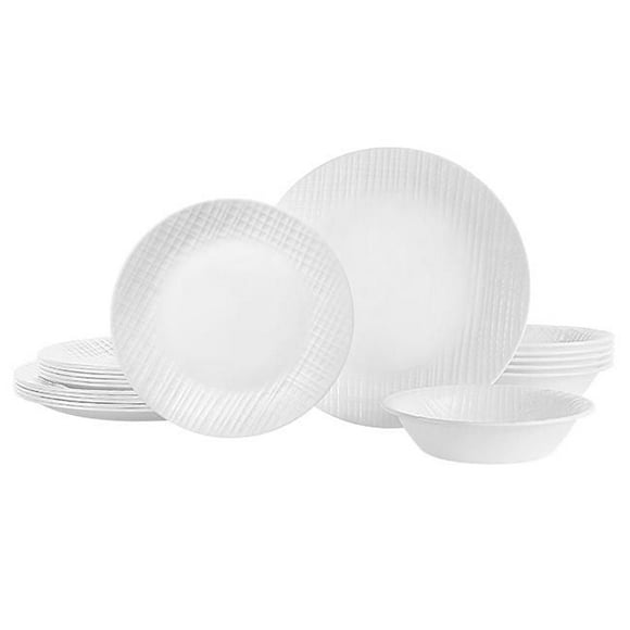 Corelle Linen Weave 18-Piece Glass Dinnerware Set (Service for 6), Corelle® 18pc dinnerware set
