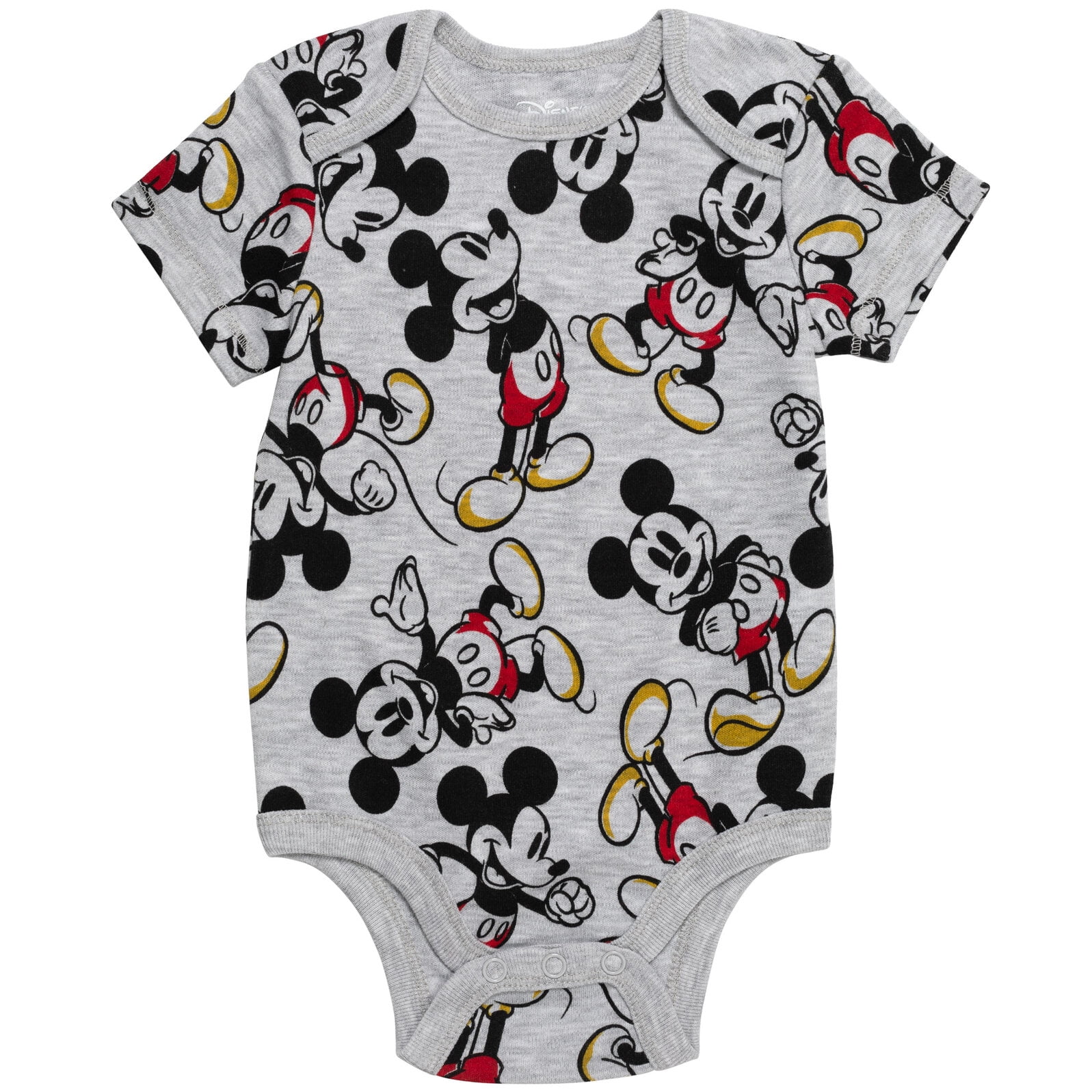 Disney Mickey Mouse Baby Boys' 5-Pack One Piece Bodysuits Mickey Red Yellow Grey