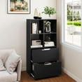 thumbnail image 5 of Barara King 4-Cube Bookshelf with 2 Drawers, 51Inch 5-Tier Freestanding Bookcase Display Standing Shelf for Living Room, Bedroom, Office Room, Study Room, Black, 5 of 7
