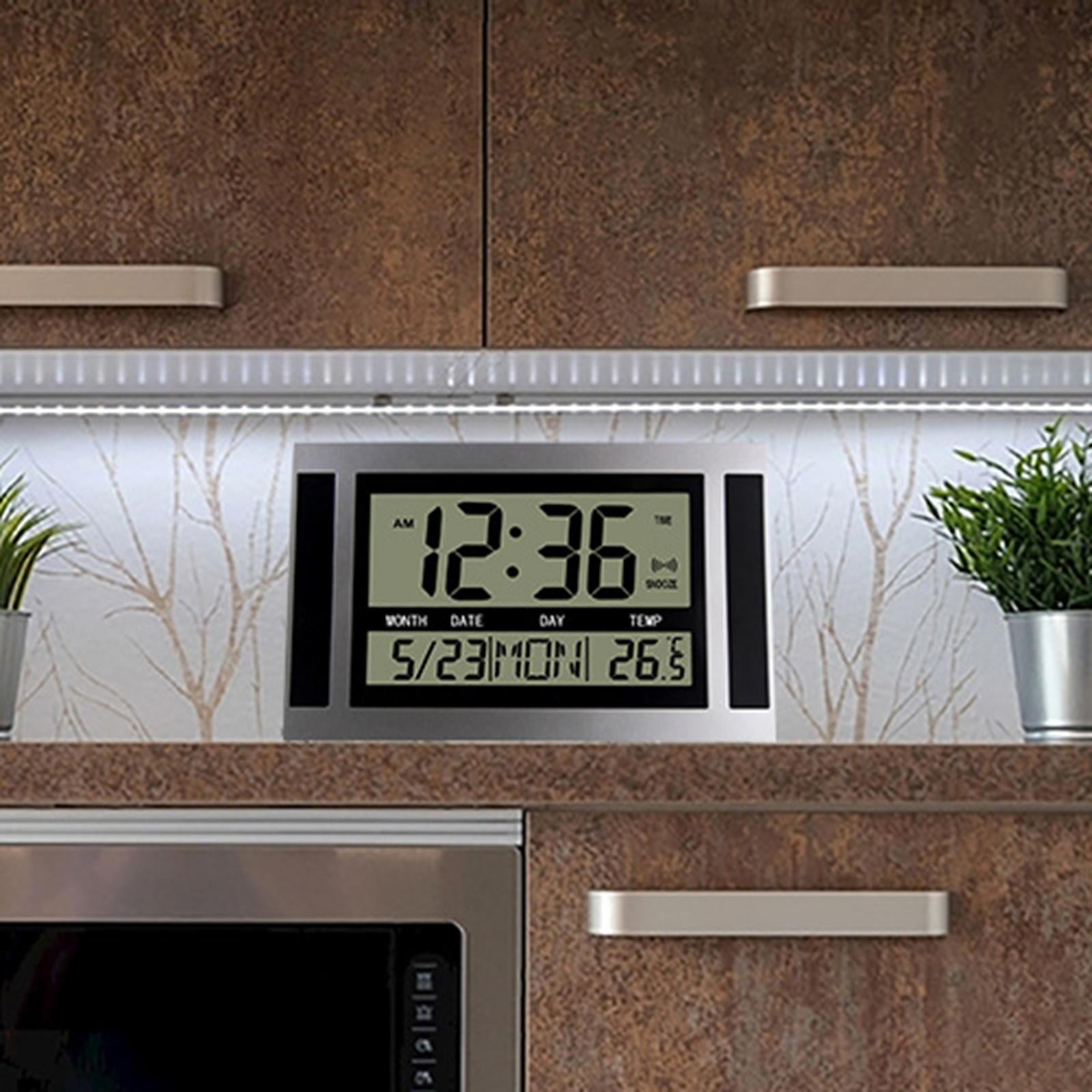 Electronic Wall Clocks Indoor Temperature with Snooze 12/24H Calendar Timmer Digital for Office Study Room Hall Hotel Shop , color olor Black