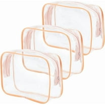 3Pcs Clear Toiletry Bag Transparent Plastic Cosmetic Zipper Pouch Portable Vacation Travel Makeup Tools for Women Men 7.3x5x2.3in