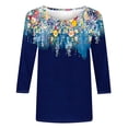 thumbnail image 4 of Ladies Tops and Blouses,3/4 Sleeve Tops for Women Crew Neck Outfits Print Blouses Business Work T Shirts Classic Basic Tees Casual Tunic, 4 of 5