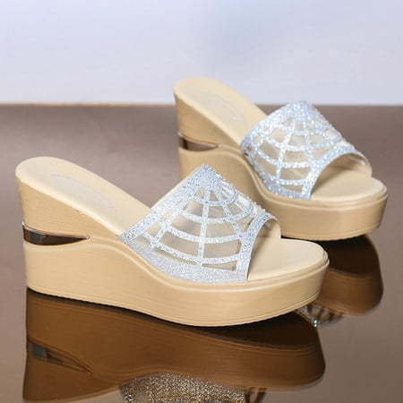 

Aayomet Women s Slippers Slippers Wedges Beach Fashion Sandals Roman Shoes Summer Women’s Open Toe Women s slipper Silver 8.5