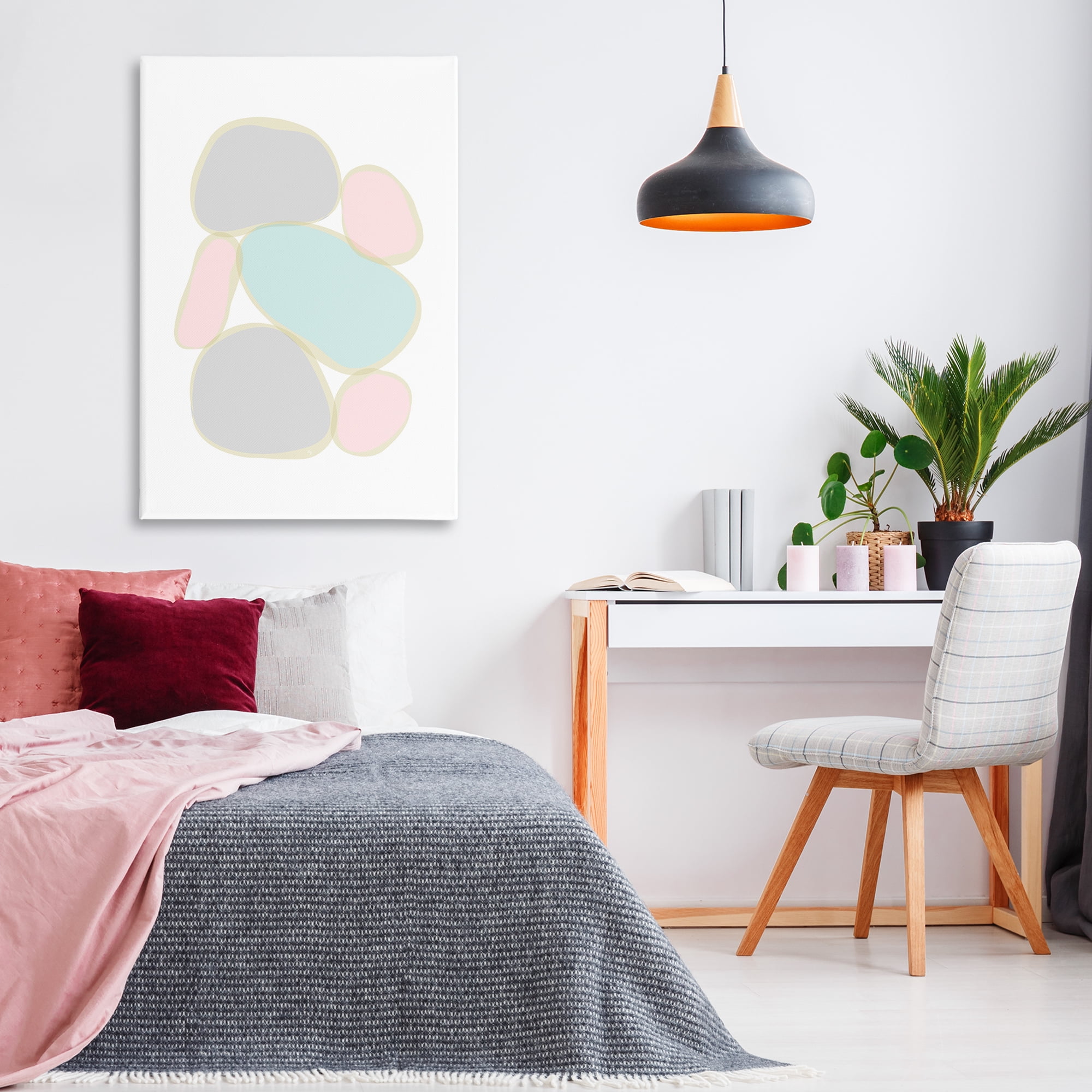 Stupell Industries Pastel Pebble Shapes Abstract Painting Gallery Wrapped Canvas Art Print Wall Art, 30 x 45