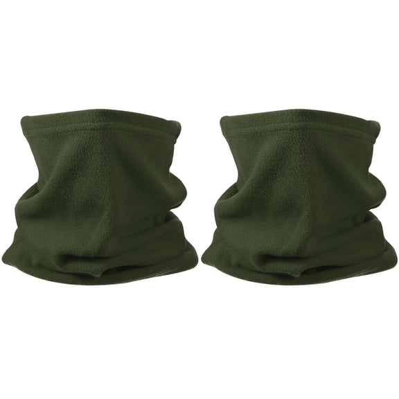 Uxcell Winter Neck Gaiter, Winter Warmer Ski Face Polar Fleece Mask Scarf Thermal Stretch Thick Windproof - for (Men Women/Cold Weather/Skiing/Snow Boarding/Running) 2Pcs Army Green