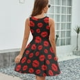 thumbnail image 6 of Red Lips Dress Fashion Beach Long Dresses Female Party Printed Sundress, 6 of 7