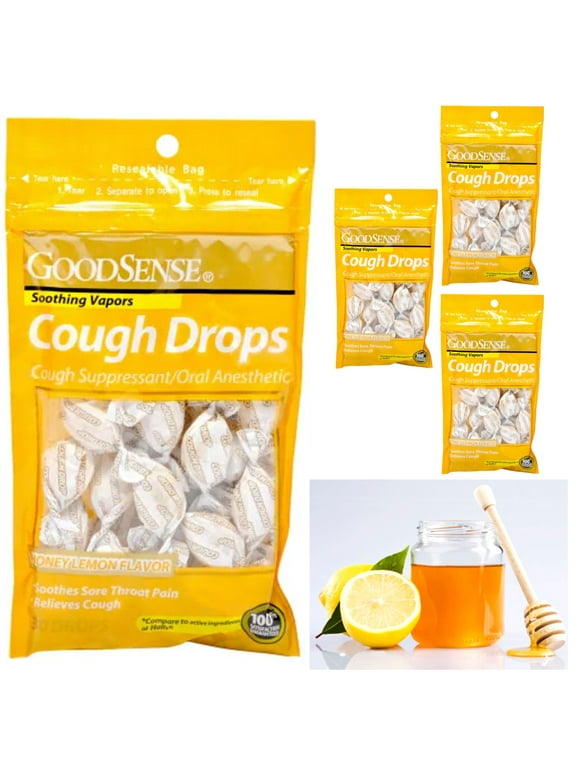 120 Ct Honey Lemon Cough Suppressant Drops Menthol Sore Throat Relief Lozenges