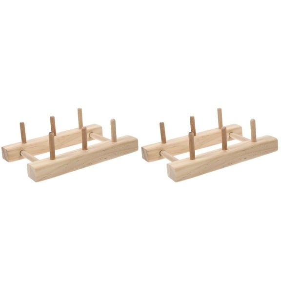 Eease 2pcs Wooden Spool Holder Household Spool Storage Rack Solid Sewing Thread Rack