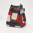 thumbnail image 6 of Lusa Vintage Stripe Color Block Knit Tote Bags for Women Fashion Simple Woven Bucket Bag Comfortable Durable Polyester Fixed Strap for Work & Commute Daily Use F One Size, 6 of 7