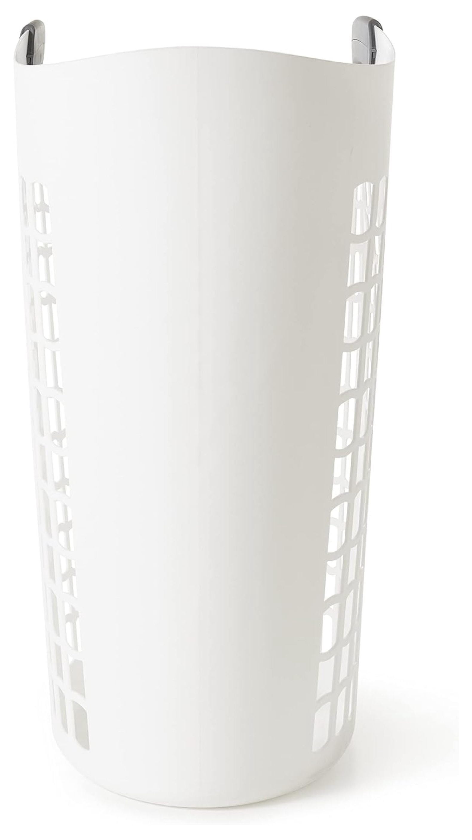HeSLehs Easy Carry Hamper, Large 87.5 Liter Lightweight Plastic Ventilated Laundry Basket Clothes Bin with Handles, White