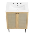 thumbnail image 6 of Modway Chaucer 24" Wood & Rattan Bathroom Vanity in Oak/White, 6 of 16