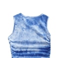 thumbnail image 4 of SheIn Robe Moulante Courte Sans Manches Froncée pour Femme, Cordon de Serrage, Lien Latéral, Col Rond, Robes Courtes, Bleu Teinture sur Nœuds, Moyen, 4 of 4