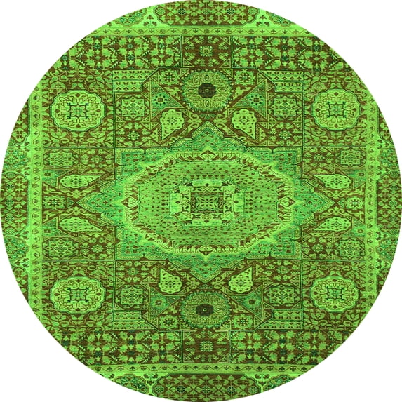 Ahgly Company Indoor Round Abstract Green Modern Area Rugs, 7' Round