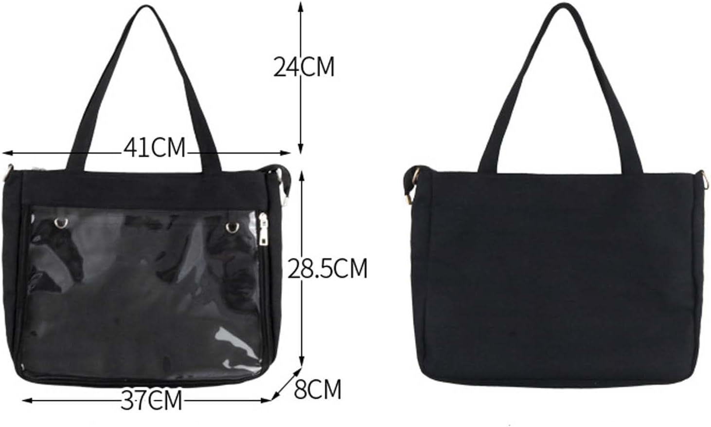 Baguery Ita Bag Canvas Shoulder Tote - Large Transparent Display Window Kawaii Anime Purse, Adjustable Crossbody Bag