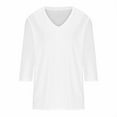 thumbnail image 4 of ZQGJB 3/4 Sleeve Tops for Women Solid Color Casual V Neck Summer T-Shirts Trendy Cute Plain Basic Tees Shirt Lightweight Cozy Tunic Blouse White M, 4 of 5