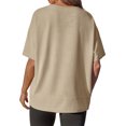 thumbnail image 3 of Short Sleeve Women Solid Casual Loose Side Split Shirt Tops, 3 of 6