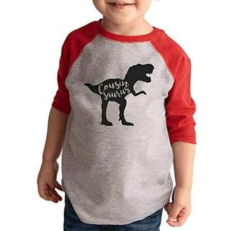 

7 ate 9 Apparel Kids Cousinsaurus Cousin Dinosaur Red Baseball Tee
