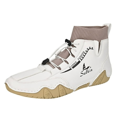 

Ediodpoh Couple Spring And Autumn New Mid Top Ankle Boots Men s Fashion Socks Mouth Casual Shoes R Plus Size Handmad Men Shoes White 7