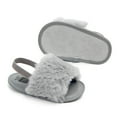 thumbnail image 4 of Infant Baby Girls Sandals Faux Fur Slides with Elastic Back Strap Flats Slippers Princess Dress First Walker Moccasins Shoes,Light Gray,0-6 Months, 4 of 4