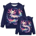 thumbnail image 5 of Uorisanigo Toddler Baby Girl Sweatshirt Ruffle Shoulder Pullover Hoodies Casual Long Sleeve Bubble Axolotl Shirts Tops Soft Pullover T-Shirts Kids Sweaters Shirts, 5 of 7