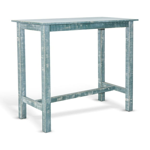 Rena Bar Height Table, 48 Inch Rectangular Seagrass Mahogany Wood